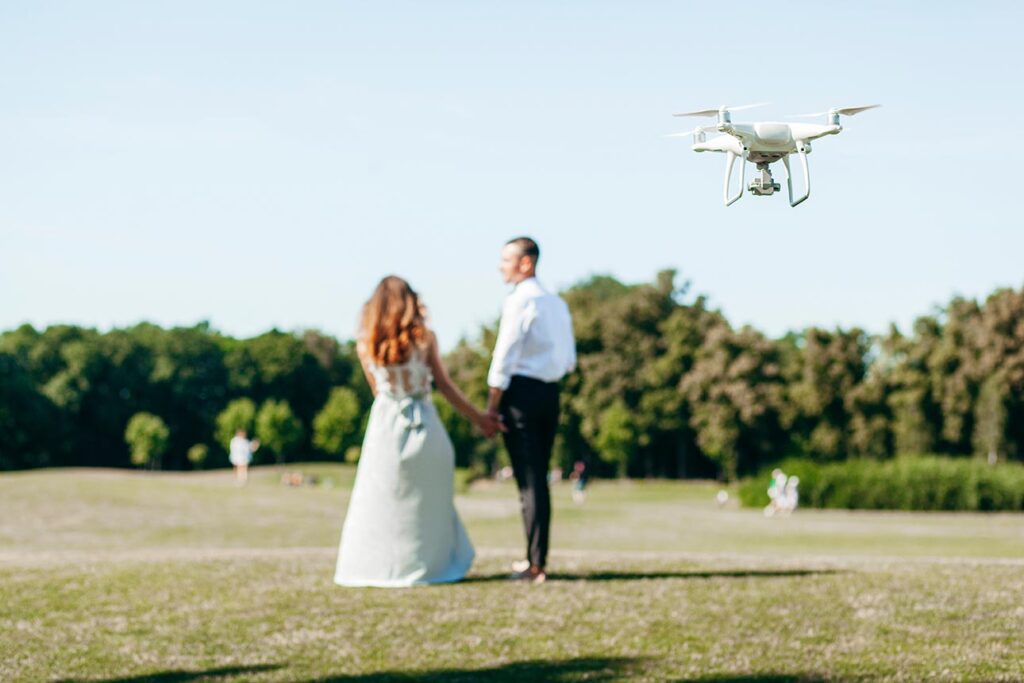 Grabación de vídeo con dron para bodas
