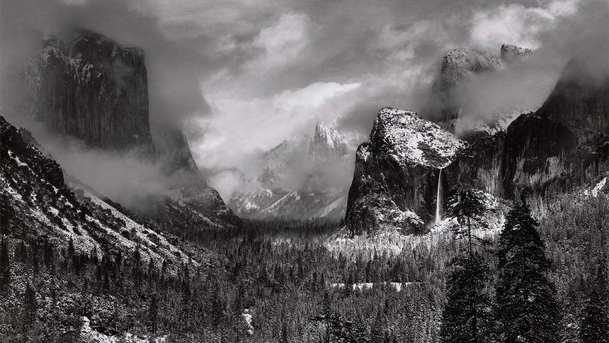 Fotografía de paisajes monocromática de Ansel Adams