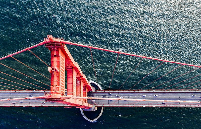 Fotografía aérea del puente Golden Gate de la ciudad de San Francisco
